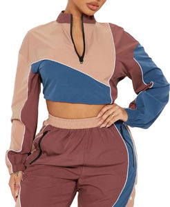 Ensemble survêtement femme streetwear personnalisé, coupe-vent d'hiver, 2 pièces, léger, surdimensionné, respirant, séchage rapide, nylon uni - Product Image 5