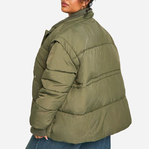 Vestes matelassées épaisses en coton sur mesure OEM, tissu respirant, col montant, poignets côtelés, boutons, veste à bulles pour femmes - Product Image 2