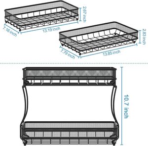 2-Tier Detachable Counter Square Metal Basket for Home Use-Fruit Bread <b>Vegetable</b> Storage Inspired Candle Holders Candle Jars - Product Image 2