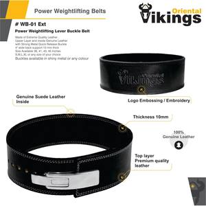 Ceintures de luxe en cuir de peau de vache véritable du Pakistan haltérophilie lourde avec levier à boucle en alliage LUXE - Product Image 3