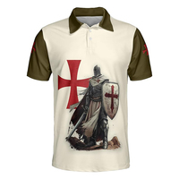 Polo rétro pour homme, chevalier templier, vintage, haute qualité, sur mesure, manches courtes, polos pour homme