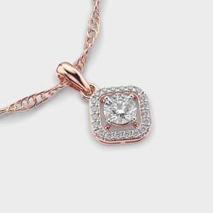 Pendentif carré avec halo de diamants ronds en or jaune/blanc et rose 9 carats - Product Image 2