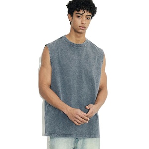 High quality Summer Men Tank <b>Top</b> and Acid Wash 100% cotton gym and Streetwear <b>Distressed</b> Customize Sleeve Tank <b>top</b> for men - Product Image 1