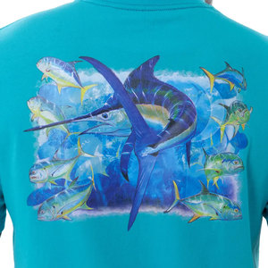 Camiseta de Algodón Turquesa para Hombre con Bolsillo Delantero, Transpirable, de Color Sólido, Estilo Pullover, para Pesca - Product Image 4