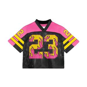 Ligero entrenamiento gráfico de gran tamaño verano Activewear Streetwear camisas jóvenes Crop Mesh Football Jersey - Product Image 4