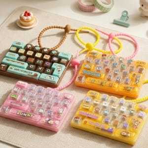 Llavero Fidget de Teclado de 26 Teclas, Colgante de Juguete de Escritorio de Plástico con Diseño de Dibujos Animados - Product Image 1