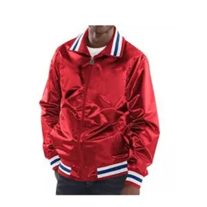 Top quality adult design men and women red color custom collar baseball jacket/customized logo or blank men's varsity jacket