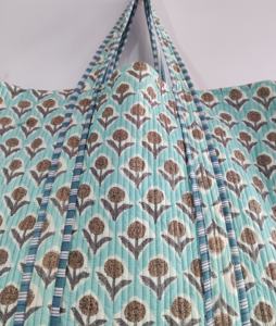 Fourre-tout matelassé fait à la main sac à bandoulière indien bloc impression marché sac Logo motif Shopping fourre-tout-pour cadeau - Product Image 3