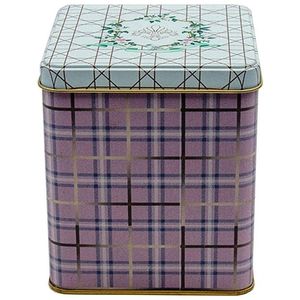 Boîte en étain carrée à carreaux roses 1.8L 120x120x137mm Logo gaufré recyclable pour l'emballage de bonbons et de chocolat - Product Image 1