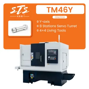 Manufacture Price 4+4 Living Tools TM46Y Compact Construction horizontal with living tools small slant bed lathe cnc