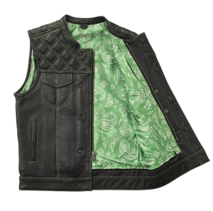 Chaleco de Cuero Genuino Premium al por Mayor para Hombre, Chaleco de Motociclista Personalizado, Chaleco de Cuero Estilo Occidental - Product Image 4