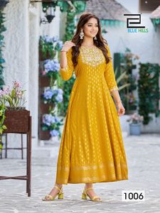 Anarkali Kurti en rayonne brodée de style pakistanais islamique pour femmes et filles, pour mariage, fête, vente en gros - Product Image 4