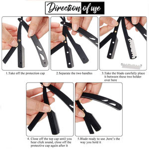 Maquinillas de afeitar de barbero de borde recto, acero inoxidable, tijeras de salón de barberos negras personalizadas - Product Image 5
