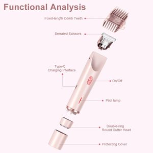 Afeitadora Eléctrica Portátil 2 en 1, Resistente al Agua IPX7, Uso en Seco y Húmedo, con Cabezal Extraíble, Afeitadora Rotatoria de Doble Cuchilla para Depilación del Bikini - Product Image 1