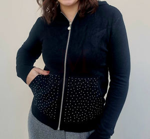 Sweat à capuche unisexe Premium 100% en coton avec pierre Vente en gros de vêtements de rue d'hiver Design zippé personnalisable Services OEM teints unis - Product Image 3