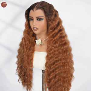 Parrucche in Capelli Vergini Castano Rosso Ondulato Profondo 13x4 HD con Pizzo Trasparente, Densità 200%, per Donne Nere - Product Image 1