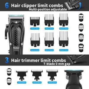 Kit de Corte de Pelo Eléctrico Inalámbrico para Barbería, Recargable, Afeitadora y Recortadora Húmeda/Seca para Barba de Hombre, con Batería - Product Image 5