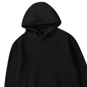 Classic <b>Black</b> Pullover Hoodie Unisex Cotton <b>Fleece</b> Hooded Sweatshirt Winter Casual Streetwear Basic Style Wholesale Supplier - Product Image 3