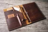 Grande Capacité A5 Cuir Véritable Bureau Document Portefeuille Business Fichier Sac Élastique Corde Boucle Étanche Stockage LAP-0062