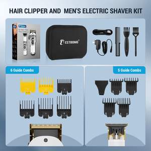 Kit Profesional de Cortadora de Pelo Inalámbrica Recargable, Recortadora de Barba con 6 Peines Guía para Corte de Pelo Masculino, Batería USB - Product Image 3