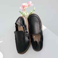 [JSHOE] Action cuir de vachette confort basique bande sans lacet mocassins femmes 4cm hauteur chaussures de marche décontractées fabriquées en corée