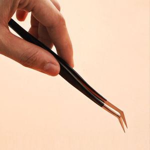 Pince à épiler professionnelle de précision Kaamir KI-LT-2491, applicateur en acier inoxydable, pointe lisse, longueur 10 mm, anti-magnétique - Product Image 4