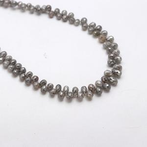 Lustre Grey, Diamante en Forma de Lágrima, Briolette Facetado, Joyería Personalizada Hecha a Mano, Regalo de 50 Quilates, 15 Pulgadas, Certificado por Terceros - Product Image 3