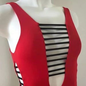 ชุดบิกินี่ปรับแต่งโลโก้ได้2ชุดที่มีเข็มขัดตาข่ายแบบเชือกผูกพร้อมพิมพ์ลาย2ชิ้นย้อมสีล้วนๆ - Product Image 1