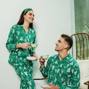 Pijama de algodón de verano informal bohemio para mujer, hecho a mano, uso diario, cómodo estampado de árbol, ligero, suave, hasta la rodilla, venta al por mayor - Product Image 1