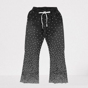 Ensemble survêtement à capuche personnalisé délavé à l'acide avec strass et pantalons de survêtement évasés pour hommes - Product Image 2
