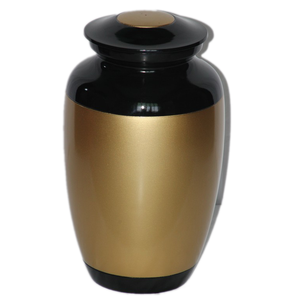 Urnes funéraires pour adultes en aluminium de haute qualité avec urnes funéraires en métal fini de couleur or et noir pour les cendres humaines - Product Image 1
