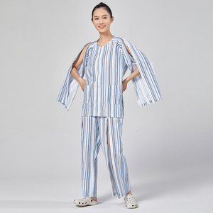 Abbigliamento per cure ospedaliere in puro cotone a maniche lunghe facile da usare per il <span class=keywords><strong>pigiama</strong></span> morbido per il recupero della frattura del paziente anziano - Product Image 2