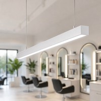 Lampe suspendue linéaire LED en aluminium de 1500 mm pour salon de beauté, 6000K, à intensité variable, pour zone de coiffure