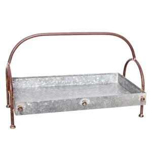 Restaurant Galvanized Hamper Tray Simple Design Large Size Rustic Wedding Table Top Food Server Ware Tray For Wholesale Supplier