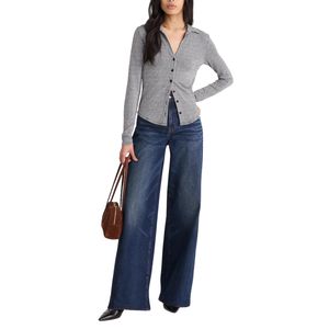 เสื้อผู้หญิงลายเรขาคณิตสไตล์วินเทจ ผ้าถักเนื้อฝ้าย แขนยาว ติดกระดุม ทรงเข้ารูป สวมใส่ได้ทั้งทำงานและลำลอง ขายส่ง - Product Image 6