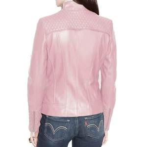 แจ็กเก็ตหนังแกะแท้สำหรับผู้หญิงเสื้อโค้ทเสื้อแจ็กเก็ตหนังนิ่มสีเขียวอ่อนใหม่ - Product Image 6