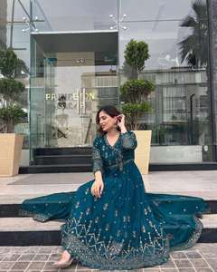 Vestido de trabajo de secuencia de bordado pesado con apariencia de fiesta de diseñador de nueva moda personalizado y parte inferior con conjunto Dupatta para mujer - Product Image 1