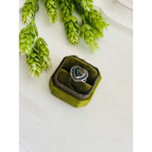 Southwest Boho <b>Statement</b> Heart <b>Ring</b> Made with Smooth Cut Mohave Turquoise Gemstone & Sterling <b>Silver</b> Size 8.75 Everyday Wear - Product Image 3