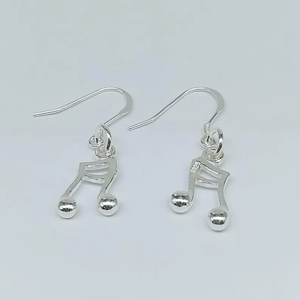 Wholesale 925 <b>Sterling</b> <b>Silver</b> <b>Hoop</b> <b>Earrings</b> Fashion Hiphop Musical Note Charm Drop Dangle Design Factory Price for Musicians - Product Image 4