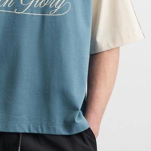 T-shirt à manches longues unisexe violet pour homme Colorblock Oversized Streetwear T-Shirt décontracté coupe ample double face respirant écologique - Product Image 2