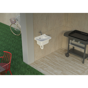 Lavabo Moderno Mongardi Bianco 50L in Resina Multiuso da Parete 33.5D 24H cm Resistente agli Acidi per Uso Interno ed Esterno - Product Image 3