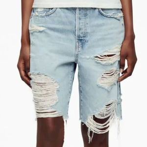 Pantalones cortos vaqueros personalizados OEM para mujer, pantalones cortos de lona transpirables personalizados para mujer, 100% pantalones cortos de algodón, pantalones cortos cargo lavados de mezclilla informales personalizados - Product Image 2