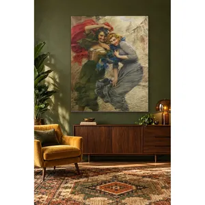Fida Gaetano Bellei Deux jeunes filles riant dans le vent Impression sur toile - Product Image 2