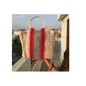 Bolso de muñeca bordado de macramé de diseño único para regalos de boda para mujeres de fabricante indio al precio más bajo