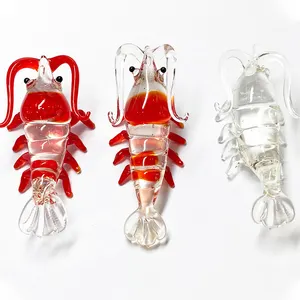 Factory Directly Custom Colorful Shrimp Prawn Lobster Murano Glass Animal Figurine