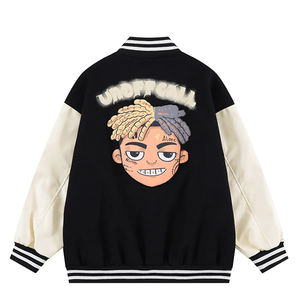 Custom Manufacture <b>Men</b> High Quality Hip-hop Printed Leather Baseball Uniform <b>Jacket</b> Unisex <b>Jackets</b> Loose Couple <b>Jacket</b> for <b>Men</b> - Product Image 5