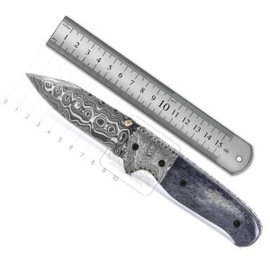Cuchillo plegable de acero de Damasco, DD-FK-722 de bolsillo de madera Wenge, cuchillo de caza de supervivencia al aire libre, multiherramienta para acampar - Product Image 2