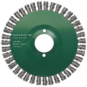 <b>Round</b> <b>Brush</b> 125 Mm Stainless Steel 0.35 Mm Wire 6 Mm Arbor 12000 Rpm by Osborn - Product Image 3