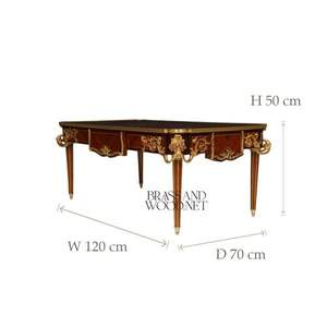 Juego de Mesa de Centro de Madera con Incrustaciones de Lujo Clásico con Detalles en Latón - Product Image 5