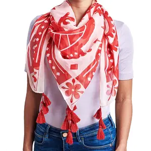 Custom Logo Digital Print scarf packaging printed scarf for women Neck Design Multi Color Scarves Square silk Stain woman